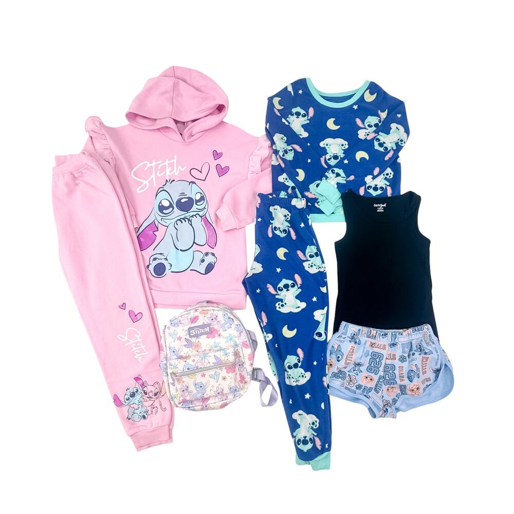 Disney Stitch & Angel Girl's 10/12 Clothing Bundle Outfits Matching Set Backpack
